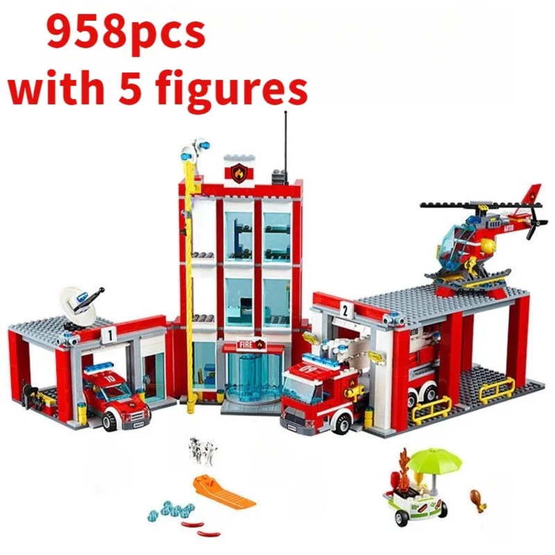 Lego Set City - City Fire Station Helicopter Truck Garage